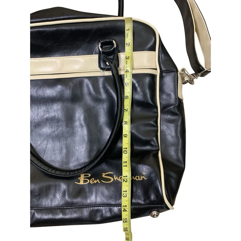 Ben Sherman Black Cream Retro Messenger Bag Y2K Travel Weekender Crossbody